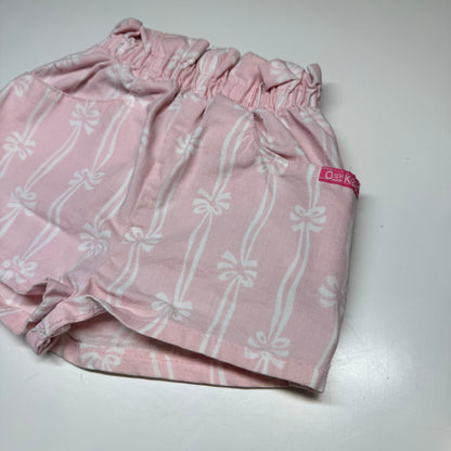90s Kids Baby Toddler Vintage Oshkosh B’Gosh Pink Bow Print Elastic Waistband Shorts / 18m/ Made in USA
