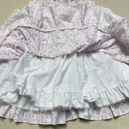 80s 90s Kids Toddler Vintage Martha's Miniatures Heart AOP Lace Raffle Volume dress / 5y 6y 7y
