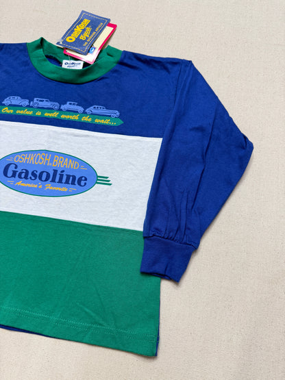 90s Kids Toddler Vintage Deadstock NWT Oshkosh Bgosh Car Design Thick Stripe Longsleeve Tshirt / 4T 5T / Made in USA