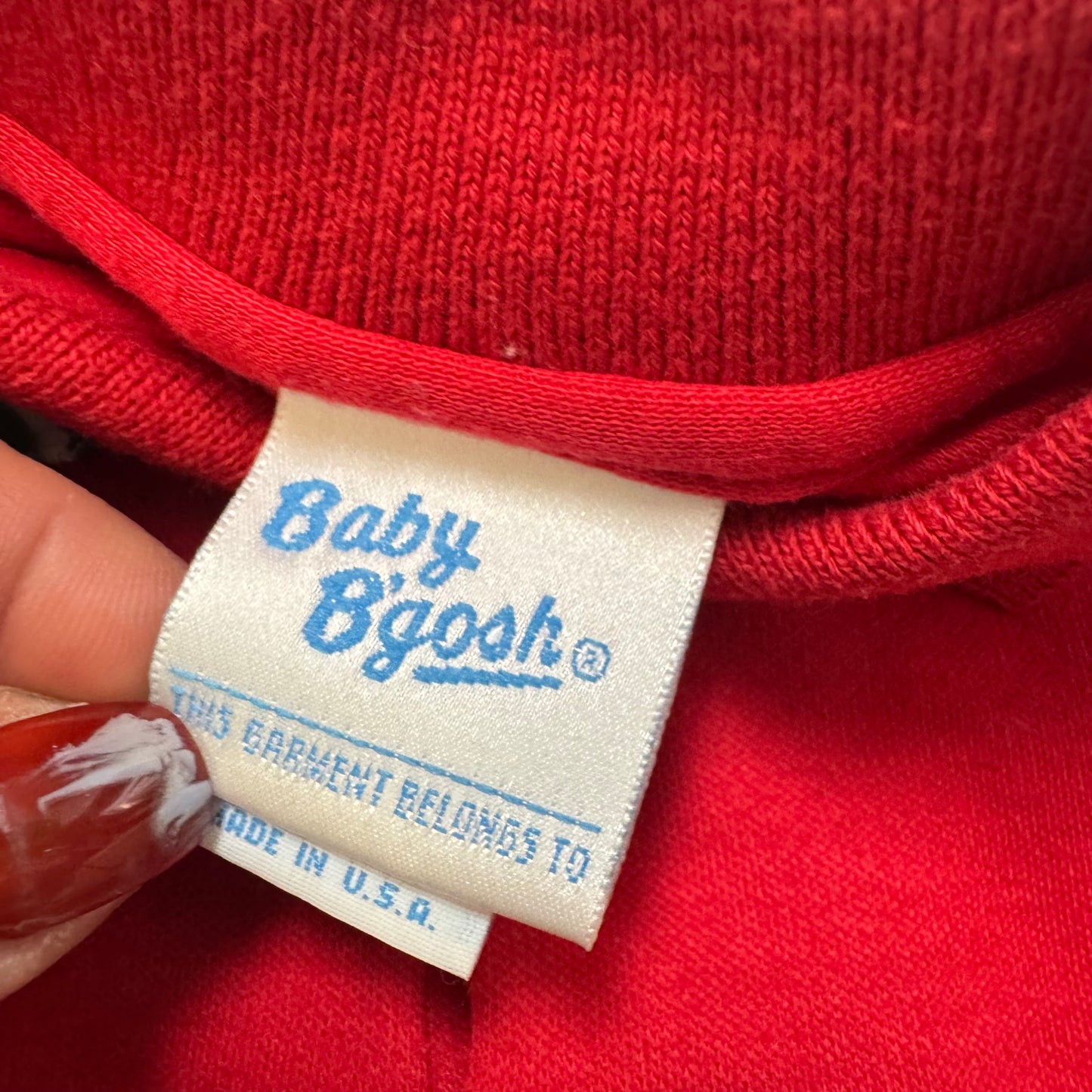 90s Kids Toddler Infant Vintage Baby B’Gosh Oshkosh Red Long Sleeve Holiday Print Sleeves //18m / Made in USA