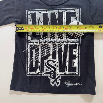 Early 1990s Kids Toddler Vintage MLB SOX Line Drive Black Short Sleeve T-Shirt 2Y 3Y