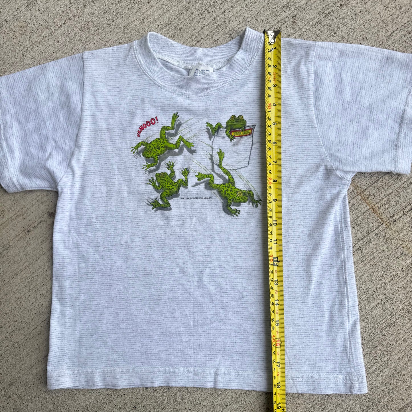 Kids Vintage Frogs Jumping Gray 50/50 T-Shirt L 6Y 7Y 8Y Baby Tee Made in USA