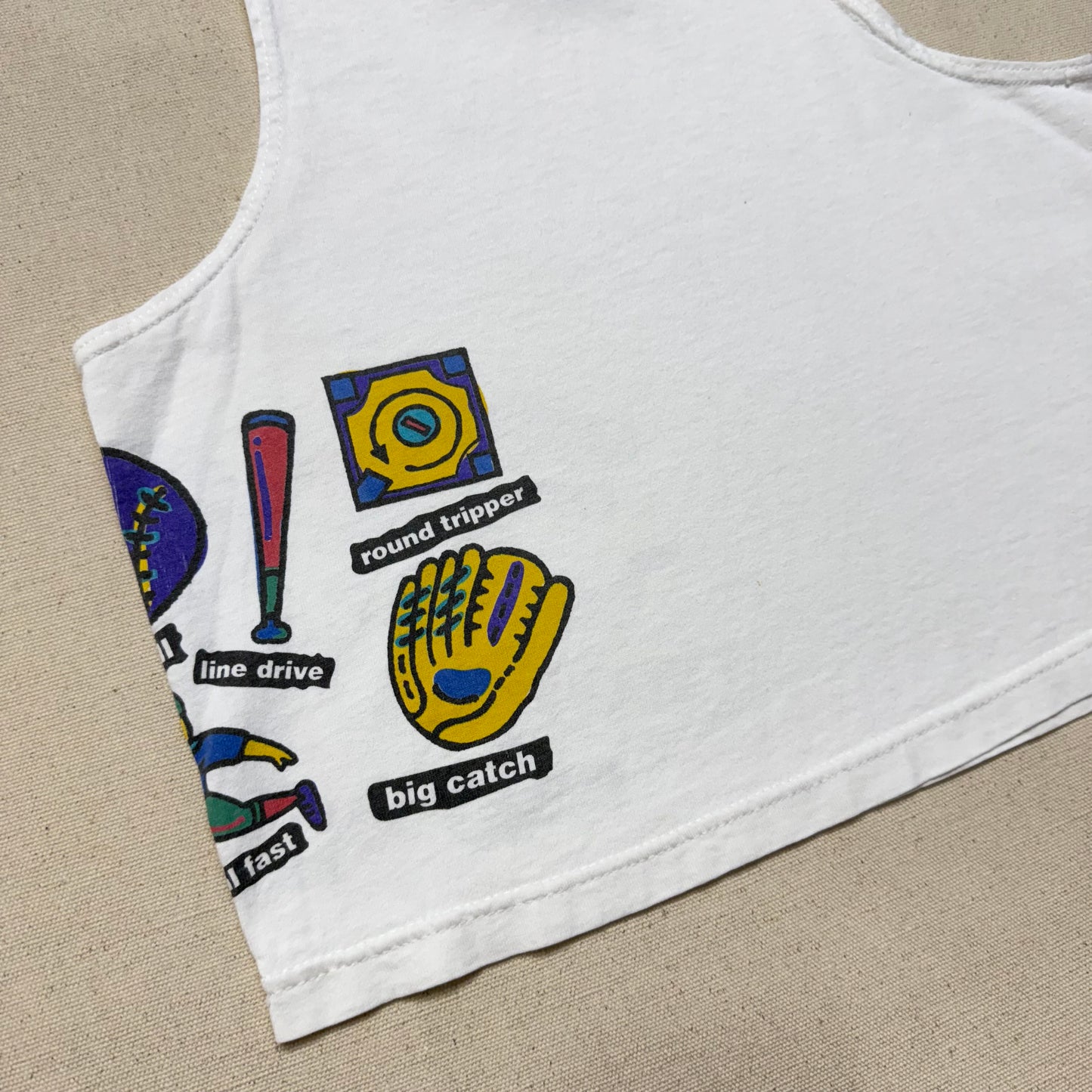 90s 2000' Kids Toddler Vintage Nike Baseball Great Graphic White Tank Top / 5y 6y 7y / Made in USA