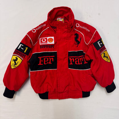 Kids Ferrari Big Back Logo Racing Red Zip Jacket With Patches XS 3Y 4Y 5Y