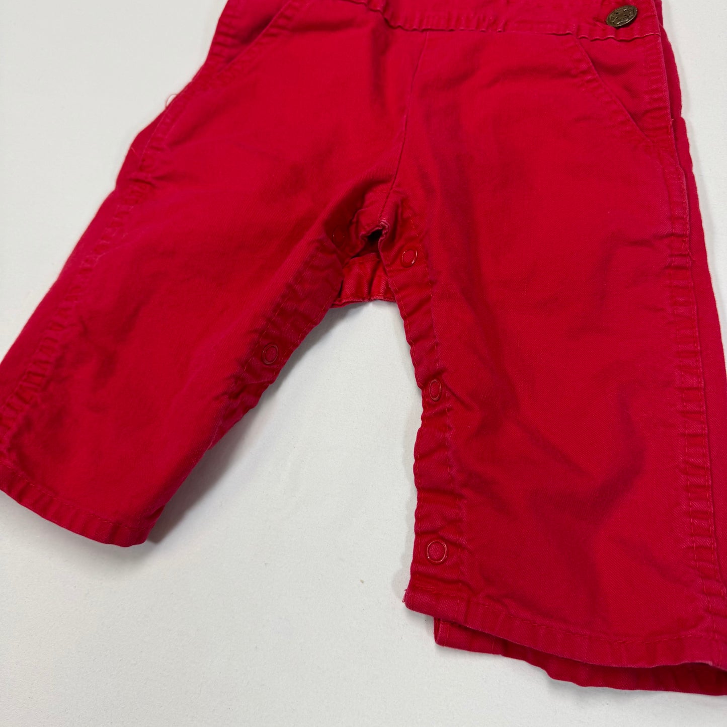 90s Kids Baby Solid Red Oshkosh B’Gosh Overall 100% Cotton /6m/9m/ Made in USA