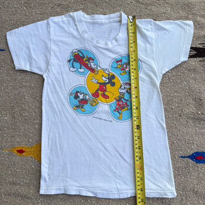 80s 90s Kids Vintage Walt Disney Mickey Single Stitch White T-Shirt 4Y 5Y 6Y