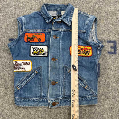 Vintage Kids Maverick Denim Vest With Patches Size 10Y