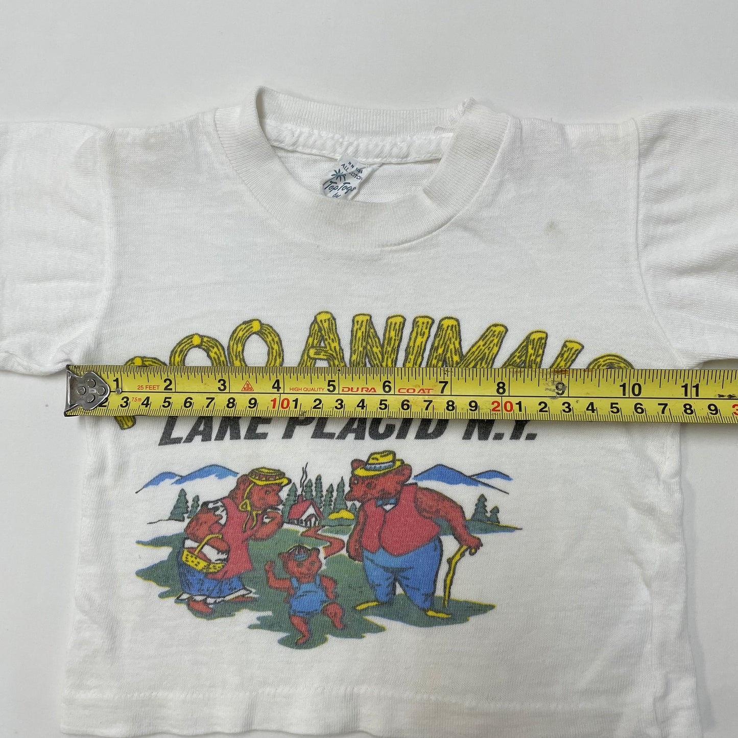 60s Kids Baby Toddler Vintage 1000 Animals Lake Placid New York Bear Family Souvenir Tshirt / 12m 18m 24m 1y 2T