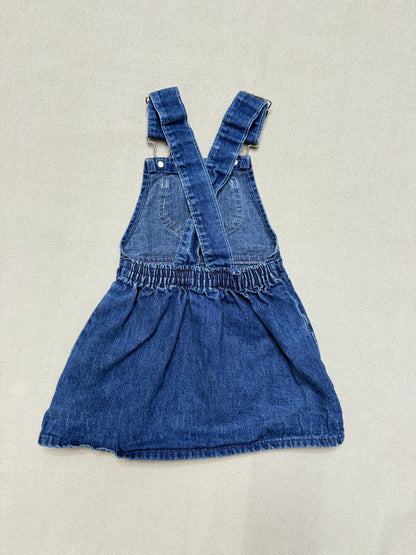 90s Kids Toddler Vintage Oshkosh Bgosh Cross Back Simple Casual Denim Dress / 18m 24m 2T / Made in USA