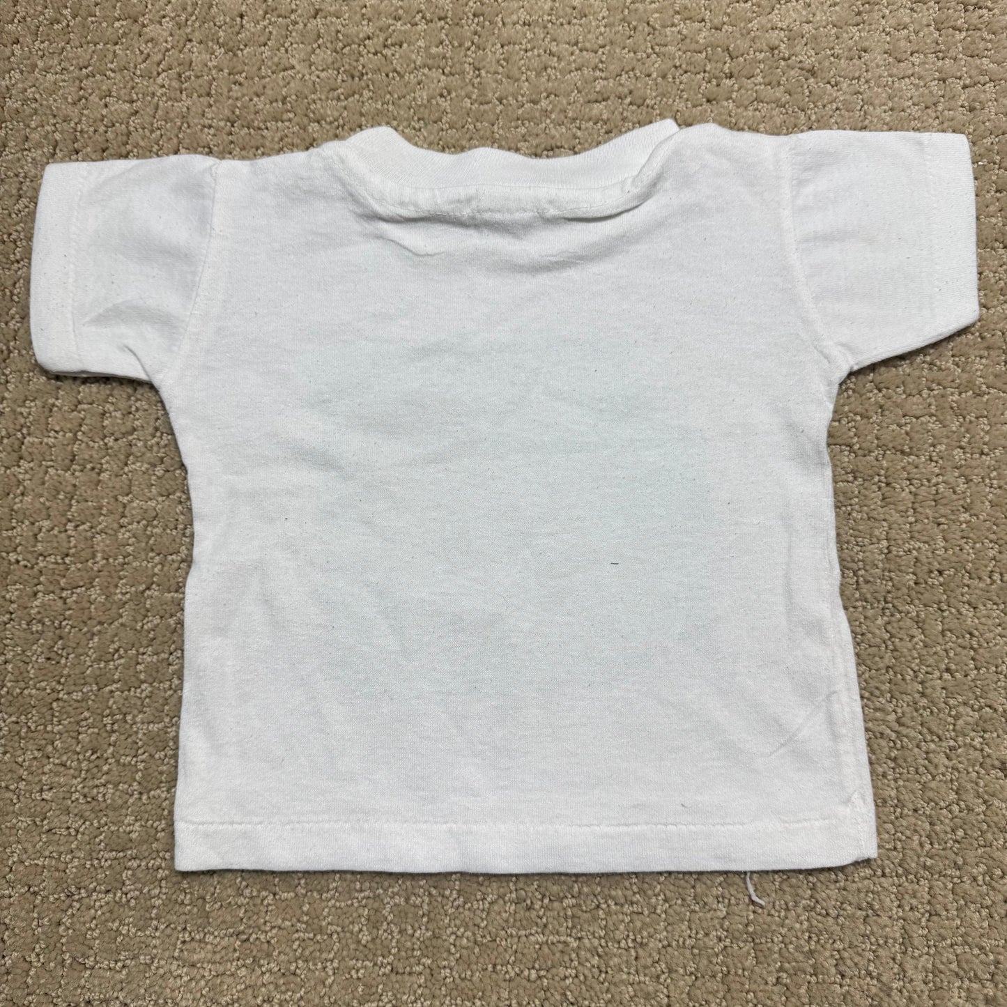 1995 90s Infant Baby Tee “Will Work For Milk” White Single Stitch Short Sleeve T-Shirt 18 months Made in USA