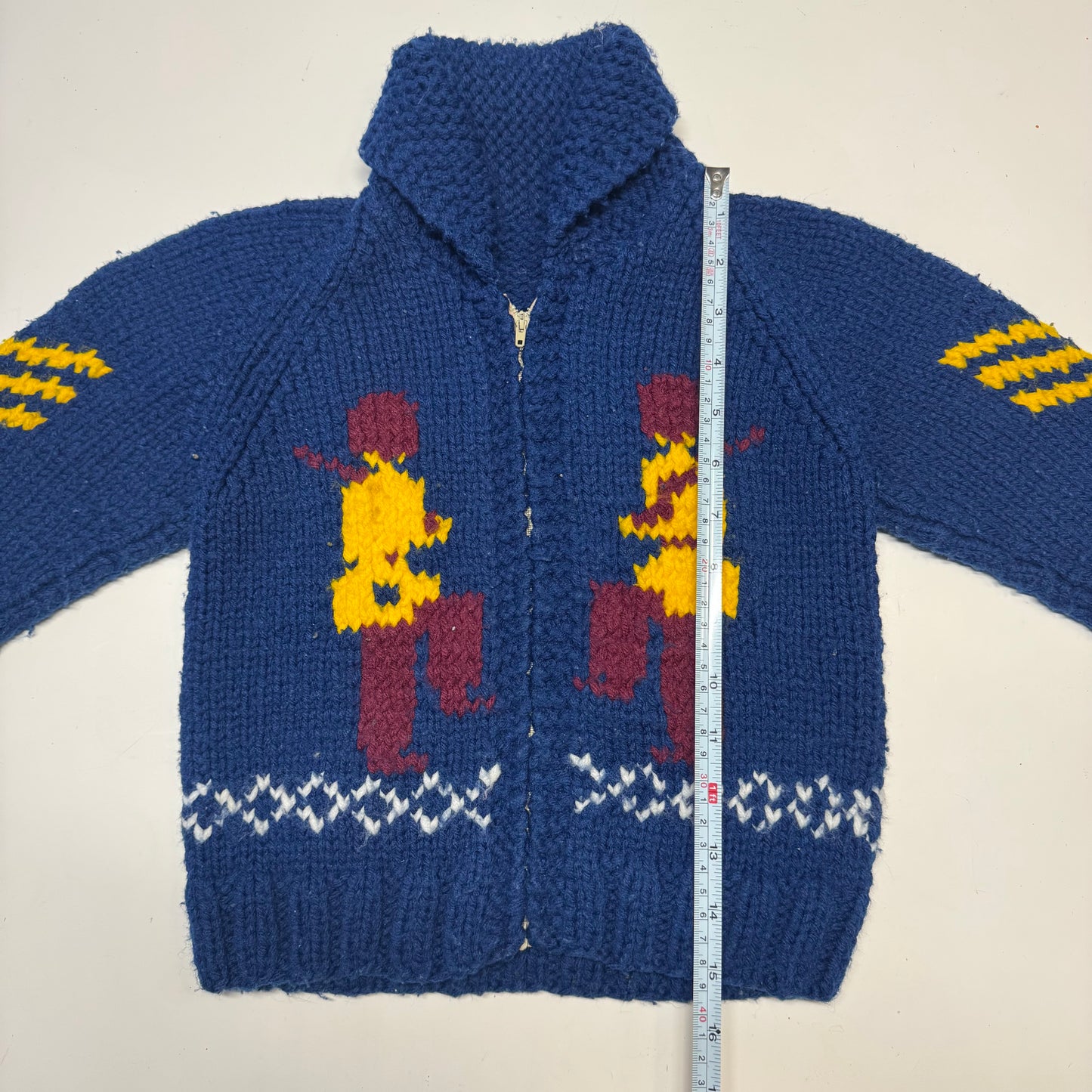 70s 80s Kids Toddler Vintage Royal Guard Embroidered Shawl Collar Cowichan Sweater 2Y 3Y 4Y