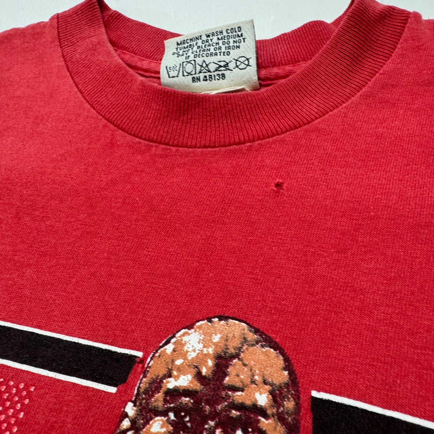 Early 90s Kids Teen Vintage Nutmeg NBA Chicago Bulls AOP Michael Jordan 23 Red Single Stitch Short Sleeve T-Shirt M 12-14Y Made in USA