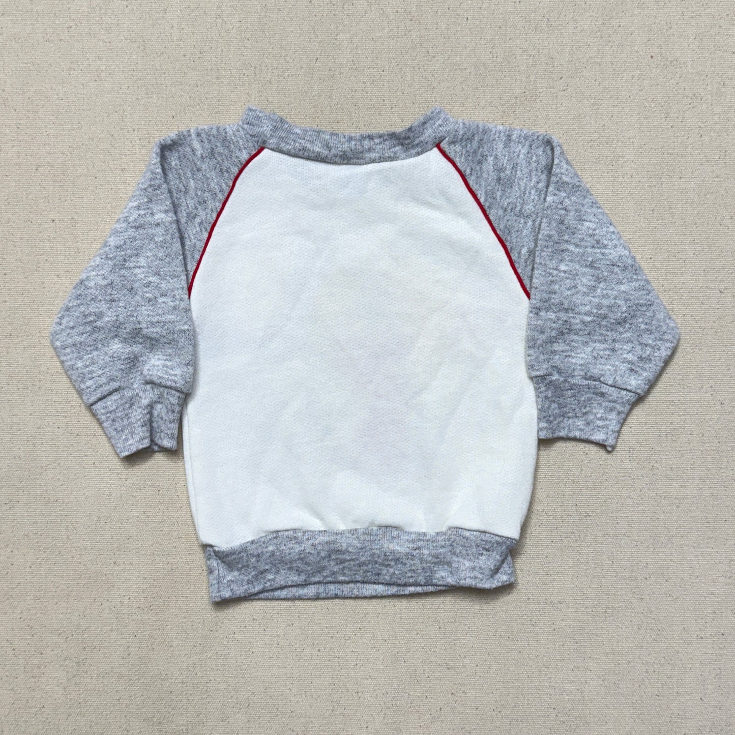 1988 80s Kids infant Baby Vintage Bugs Bunny Weight-Lifter Gray Raglan Sleeve Sweatshirt / 0m 3m 6m