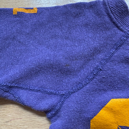 70s 80s Kids Toddler Vintage Purple Long Sleeve Crew Pullover Yellow 81 Print Front and Back and Sleeves 2T 3T 4T