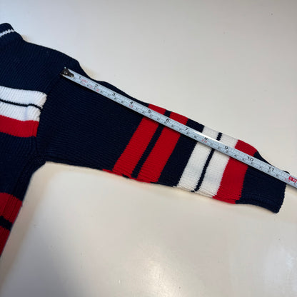 80s Vintage Kids Big  Logo Levi’s Knit Striped Navy White Red Pullover Long Sleeve Sweater 4Y 5Y 6Y