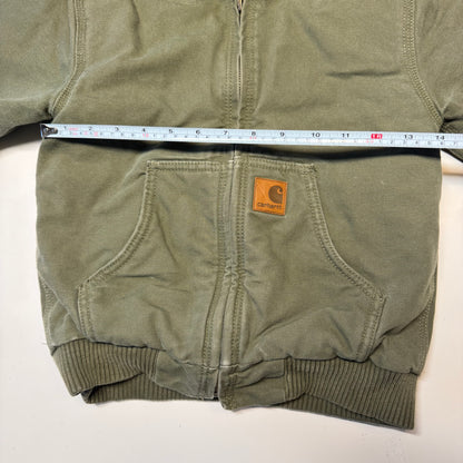 2000s Kids Army Green Active Carhartt Hooded Thick Jacket  7Y