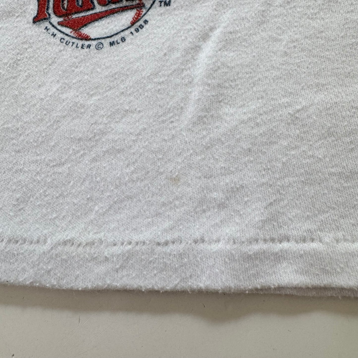 1988 Kids Baby Vintage Jog Togs Minnesota Twins MLB 50/50 White Short Sleeve T-Shirt 12m Made in USA