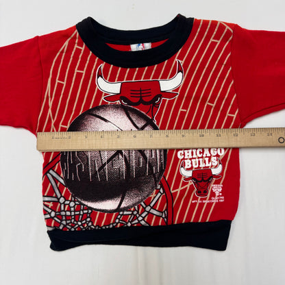 90s Kids Vintage Toddler NBA Red Chicago Bulls Long Sleeve Sweatshirt 3T Made in USA