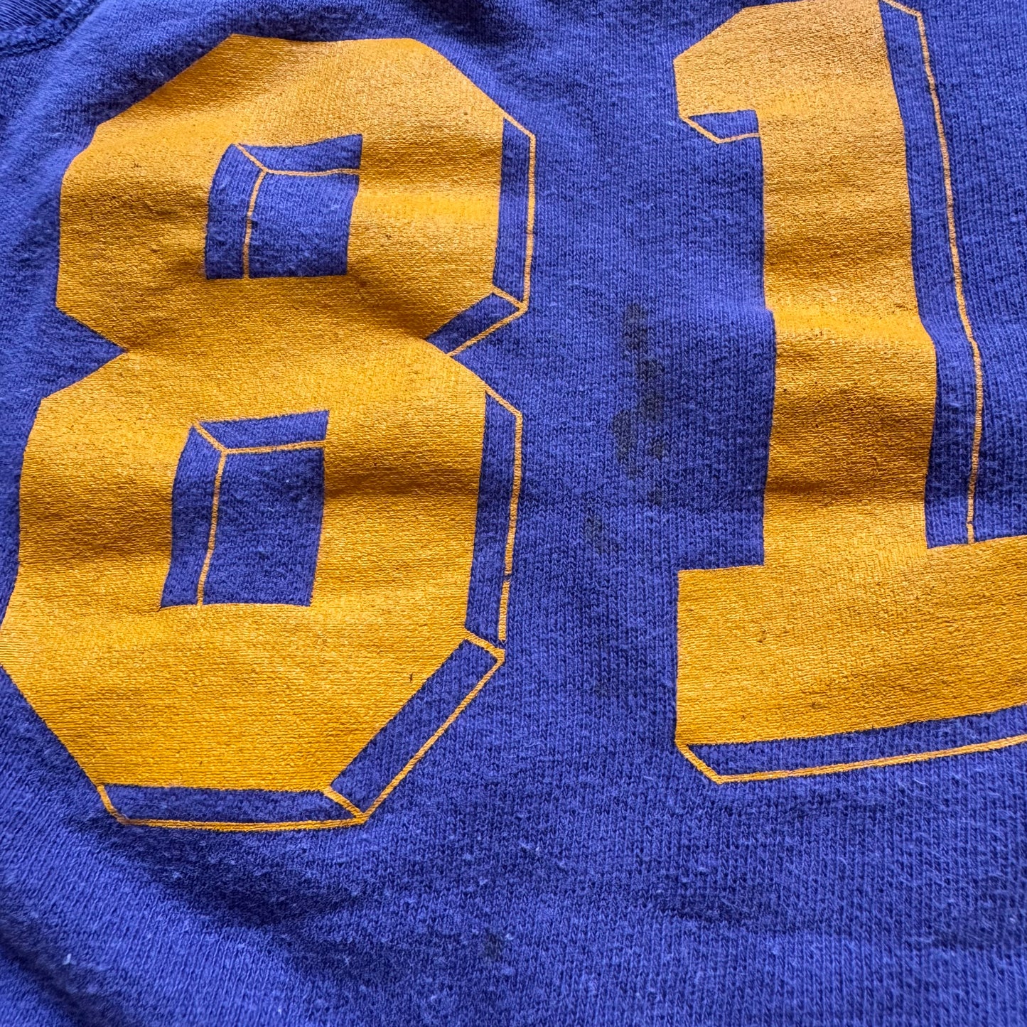 70s 80s Kids Toddler Vintage Purple Long Sleeve Crew Pullover Yellow 81 Print Front and Back and Sleeves 2T 3T 4T