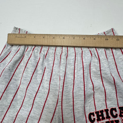 90s Kids Vintage Gray Rock U Sports Apparel Chicago Bulls Red Striped Shorts with Elastic Waistband Large 8Y 9Y 10Y Made in USA