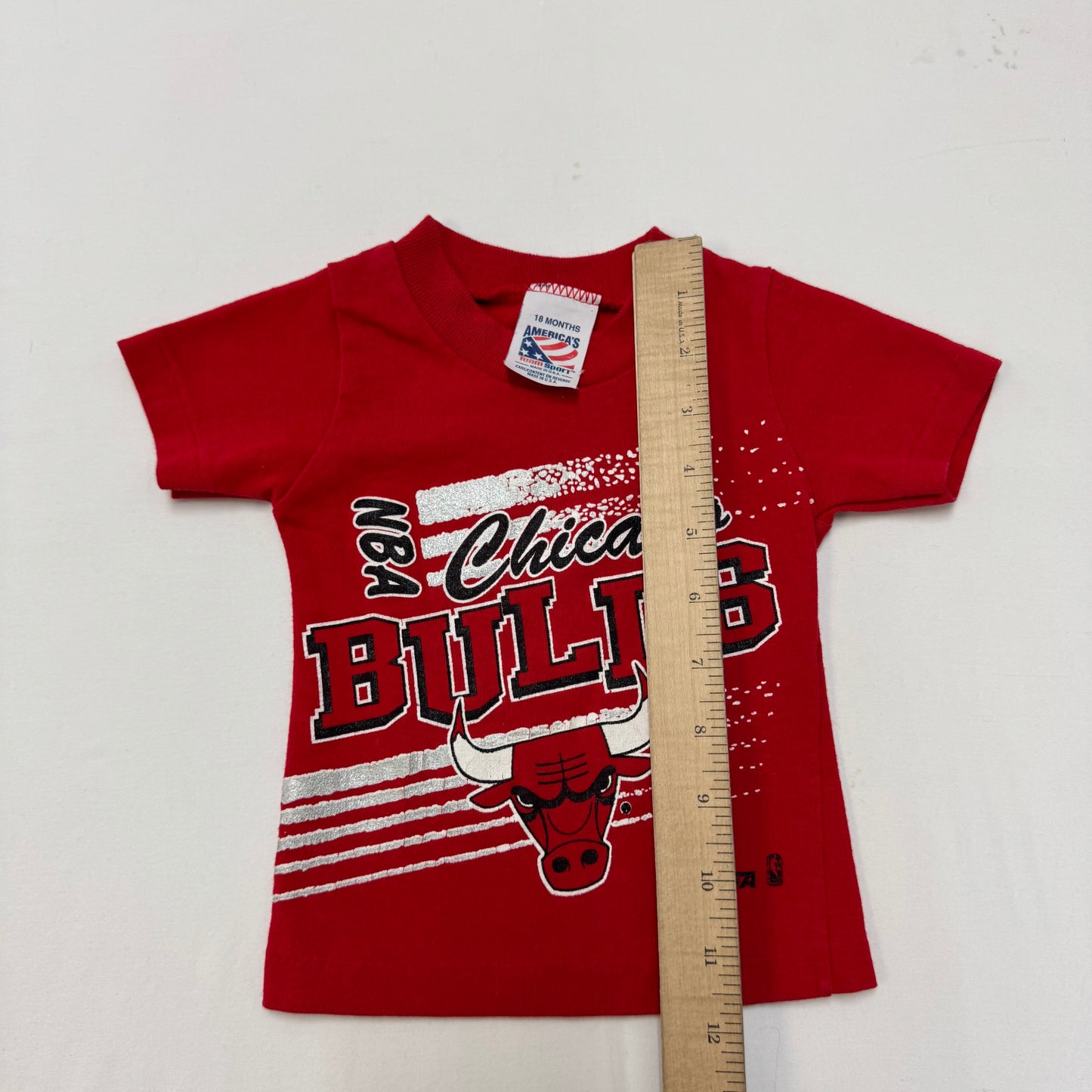 90s Kids Baby Infant Vintage NBA Chicago Bulls Red Single Stitch Short Sleeve 50/50 T-Shirt 18 m Made in USA