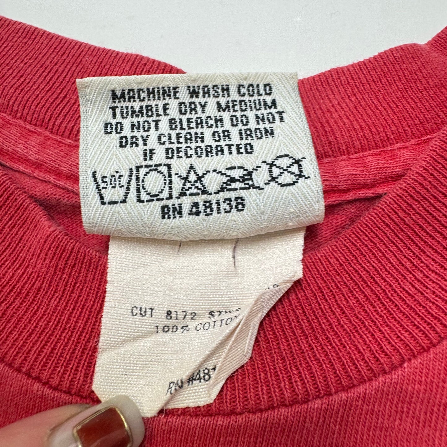 Early 90s Kids Teen Vintage Nutmeg NBA Chicago Bulls AOP Michael Jordan 23 Red Single Stitch Short Sleeve T-Shirt M 12-14Y Made in USA