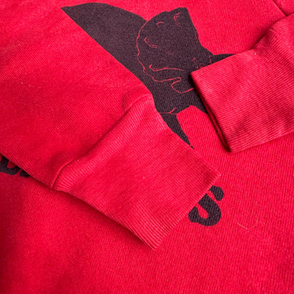 80s Kids Vintage Red Signal Pullover Crew Long Sleeve Sweatshirt Triceratops Dino Print S 6Y 7Y 8Y Made in USA