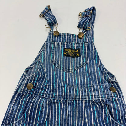 70s Kids Vintage Washington Dee Cee Sanforized Blue Denim Long Pant Striped Overalls With Adjustable Straps 6Y Made in USA