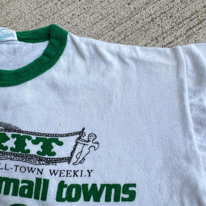 80s Kids Vintage Champion Grit Big Frog In Small Towns 100 % Cotton T-Shirt L Baby Tee Made In USA