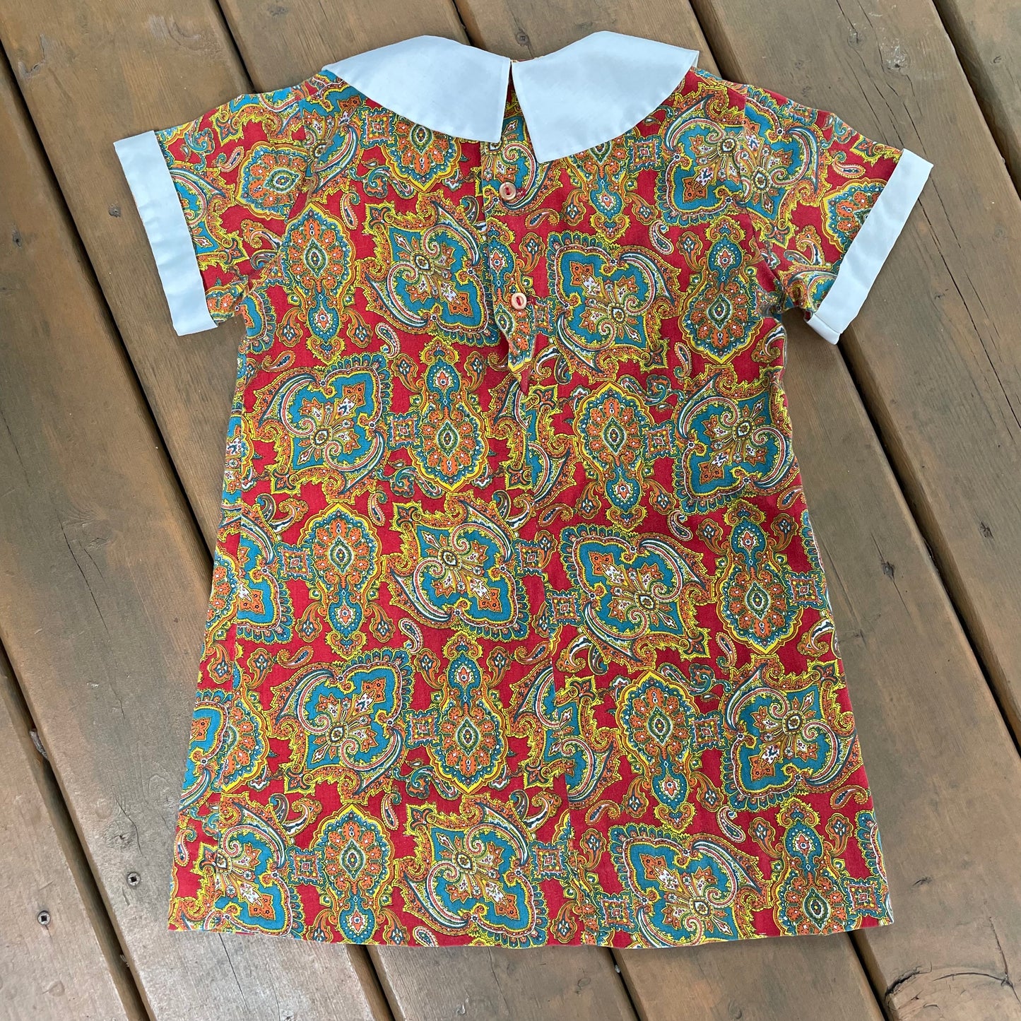 70s Kids Vintage Multi Colour  Paisley Mini Dress