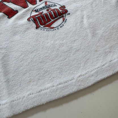 1988 Kids Baby Vintage Jog Togs Minnesota Twins MLB 50/50 White Short Sleeve T-Shirt 12m Made in USA