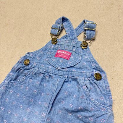 90s Kids Infant Baby Vintage Oshkosh Bgosh Flower AOP Denim Shortall / 0m 3m 6m