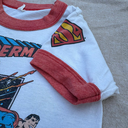 80s Kids Toddler Vintage Ringer Superman Special 50Th Birthday Design Short Sleeve White T-Shirt  3Y 4Y 5Y