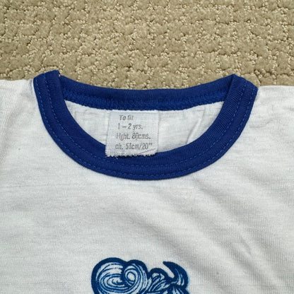 80s Kids Toddler Baby Vintage T-Shirt “Grandma & Grandad went to Malta and all they got me was this lousy T-Shirt” White Short Sleeve T-Shirt 1-2T