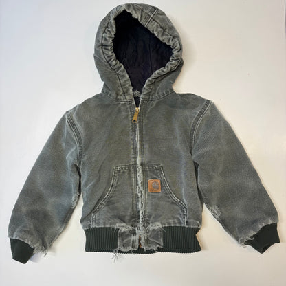 2006 Kids Toddler Vintage Active Dark Green Hooded Carhartt Jacket XS 4Y 5Y