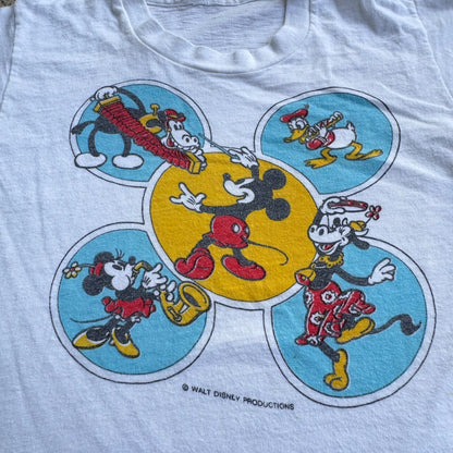 80s 90s Kids Vintage Walt Disney Mickey Single Stitch White T-Shirt 4Y 5Y 6Y