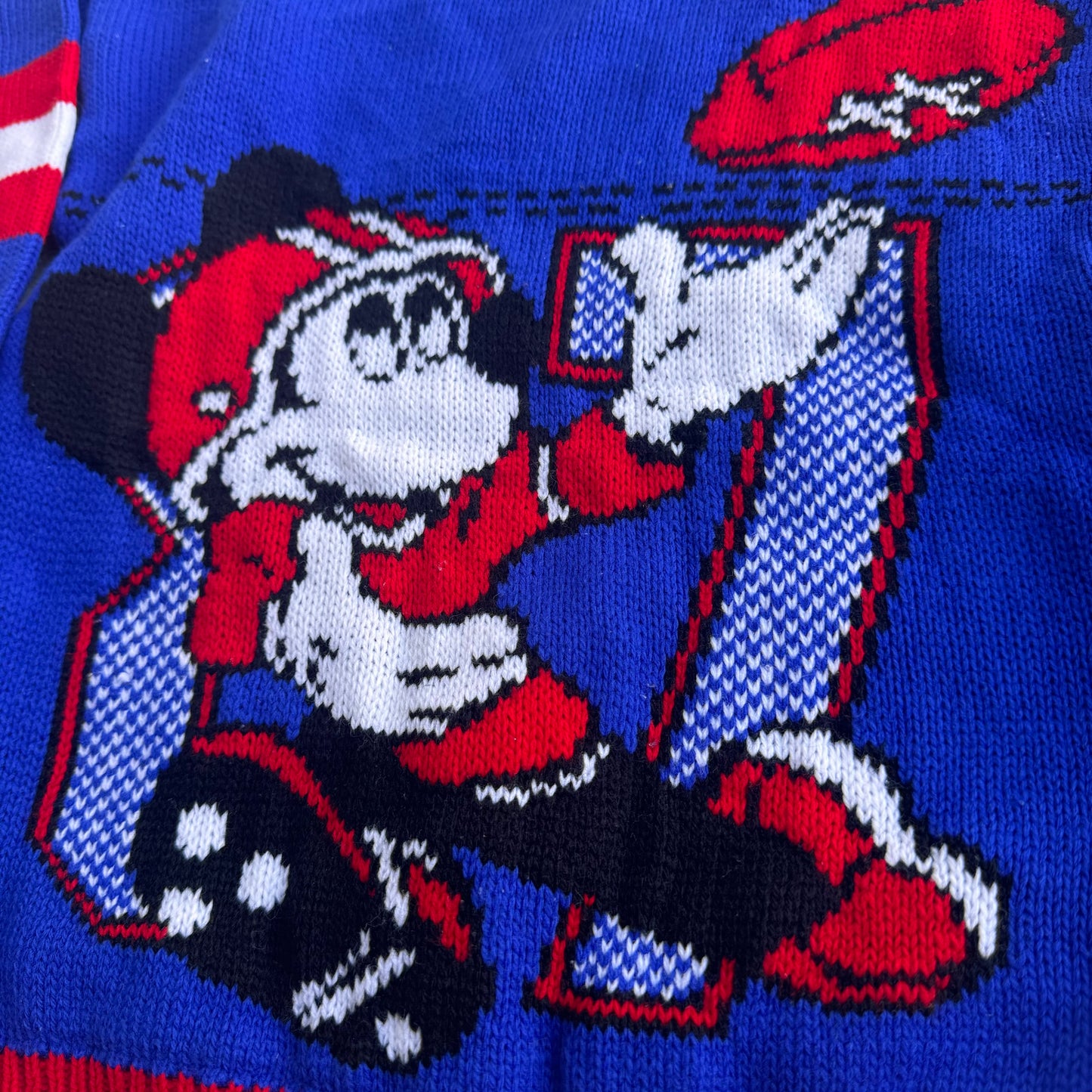 Kids Vintage Disney Mickey Mouse Knit Blue Football Pullover Sweater 4Y 5Y 6Y