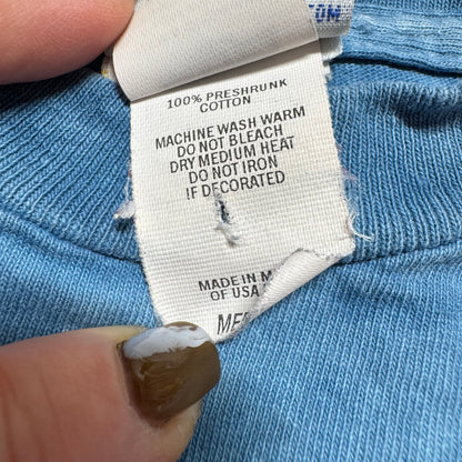 90s Kids Vintage Universal Studios I Survived Jurassic Park Glow In the Dark Print Blue Tie Dye Single Stitch Short Sleeve 100% Cotton T-Shirt M 5Y 6Y