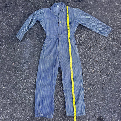 60s 70s Kids Vintage Oshkosh Hickory Navy Stripe Onesie 6Y 7Y 8Y