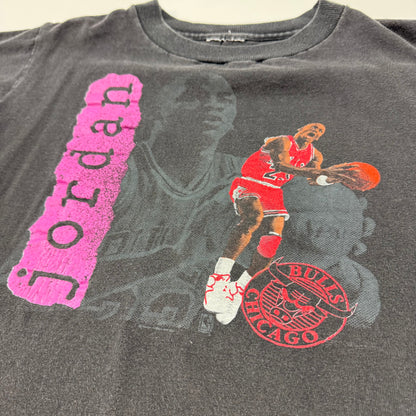 90s Kida Vintage NBA Chicago Bulls Michael Jordan Black Short Sleeve T-Shirt Single Stitch 7Y 8Y 9Y