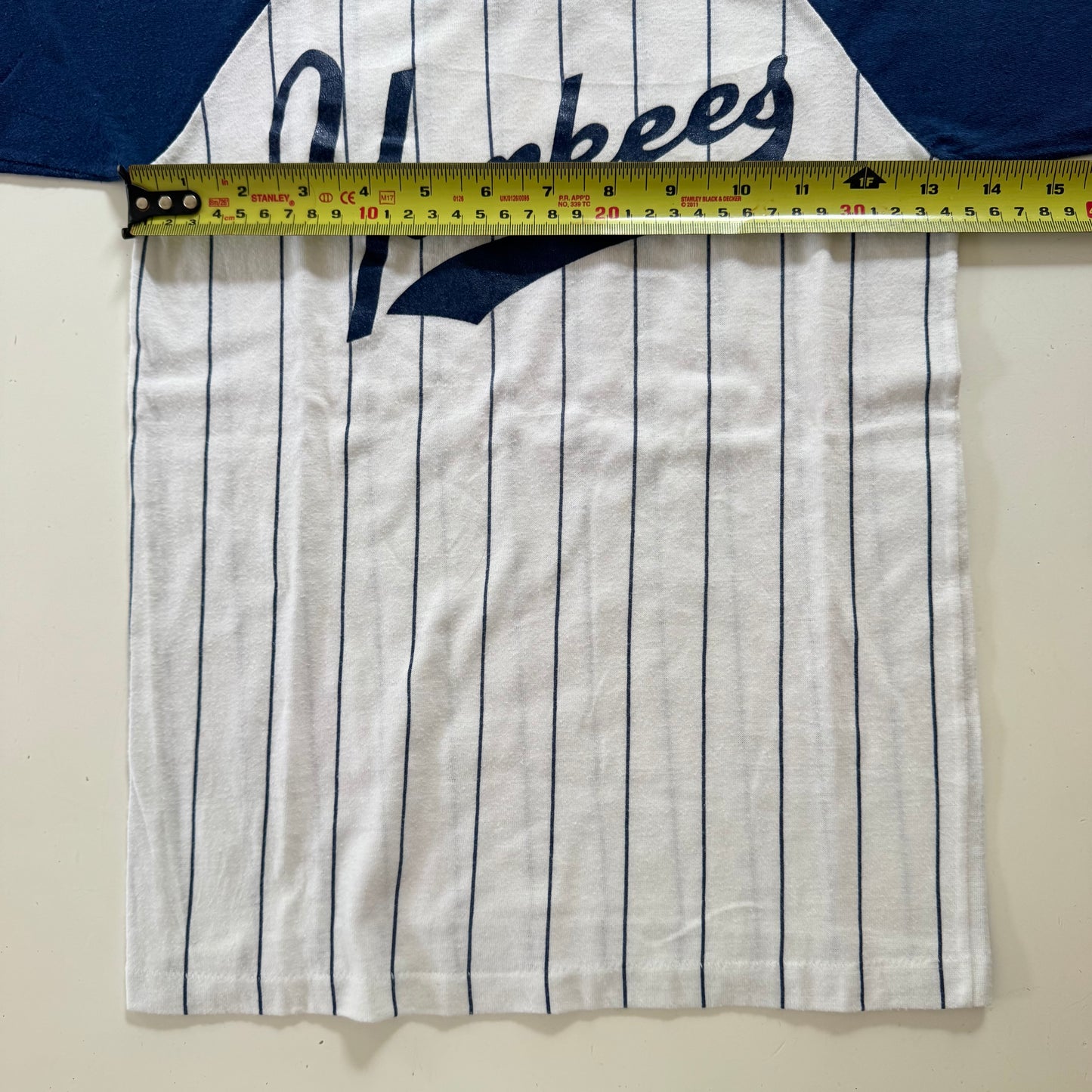 80s Kids Vintage MLB New York Yankees Striped Navy White Short Sleeve T-Shirt Made In USA M 10Y 11Y 12Y