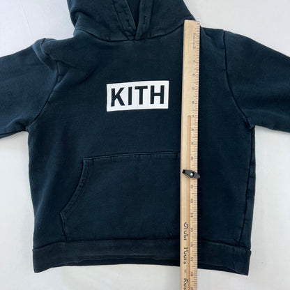 Kids KITH Black Cotton Sweatshirt With Hood Big Logo 7Y