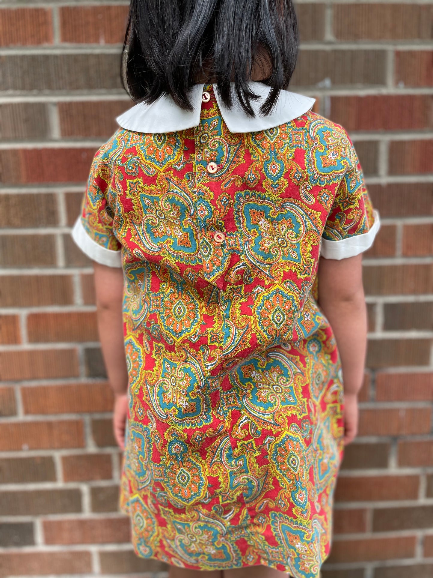 70s Kids Vintage Multi Colour  Paisley Mini Dress