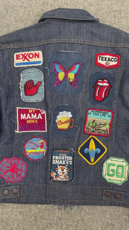 Vintage Youth 70‘s Kang Denim Jacket With Patches size 16Y